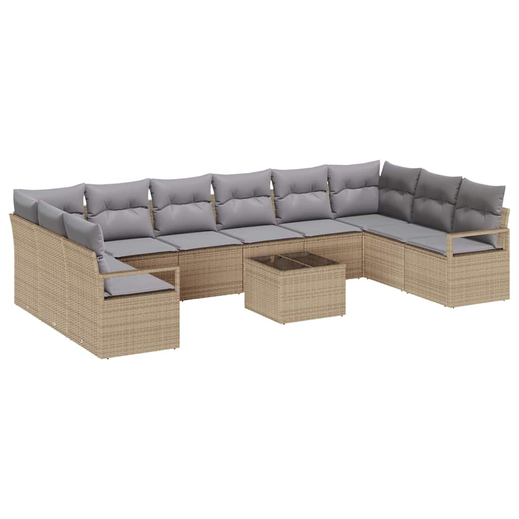 Garten-Sofa-Set mit Kissen 11 pcs Beige und Hellgrau